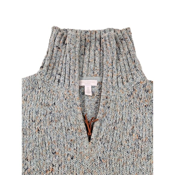 Charter Club Women’s Knit Zip-Neck Sweater Mock Neck Gray Blue Size XL - Picture 7 of 12